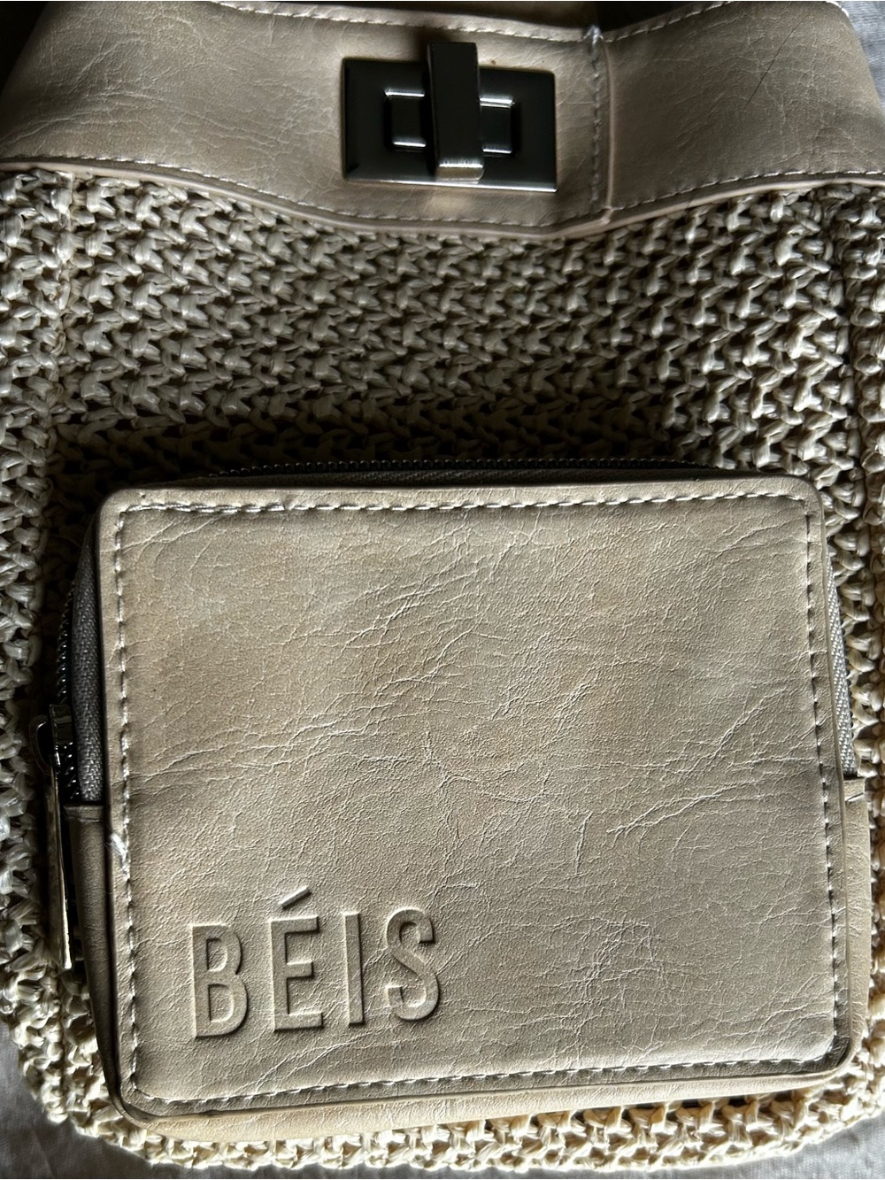 Beis Raffia Sling Backpack - Picture 2 of 8